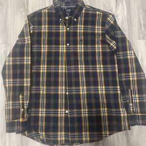 Chaps Men's Navy and Yellow Button down Shirt
